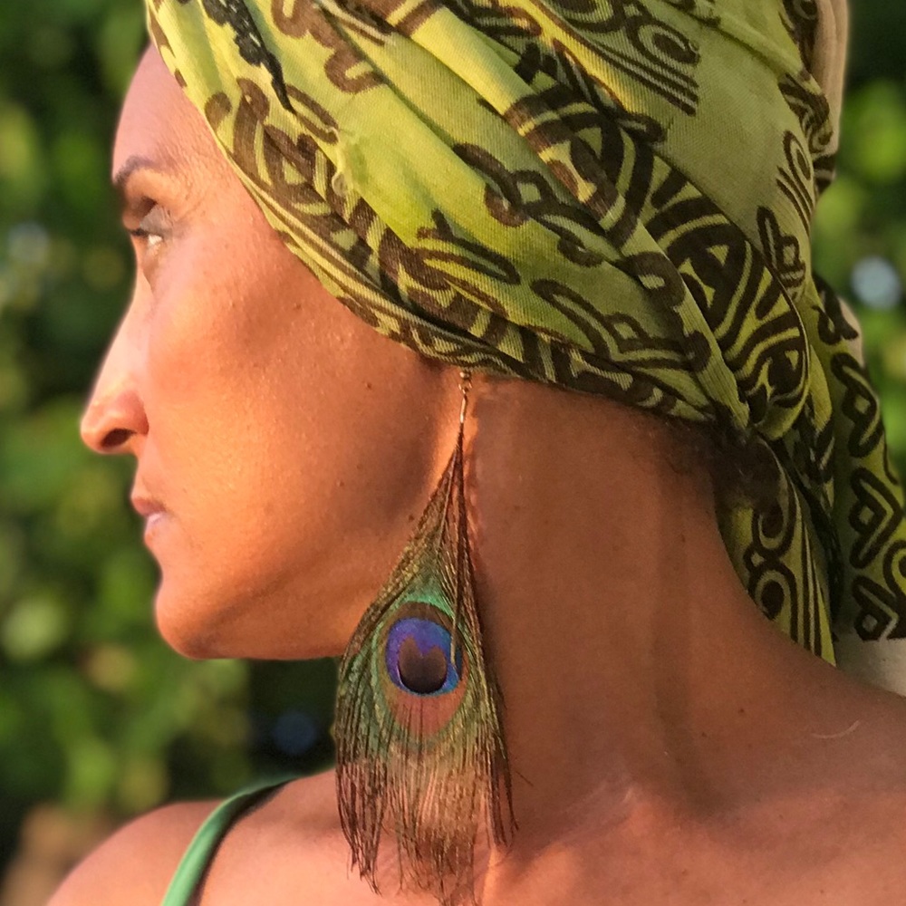 Peacock feather earrings